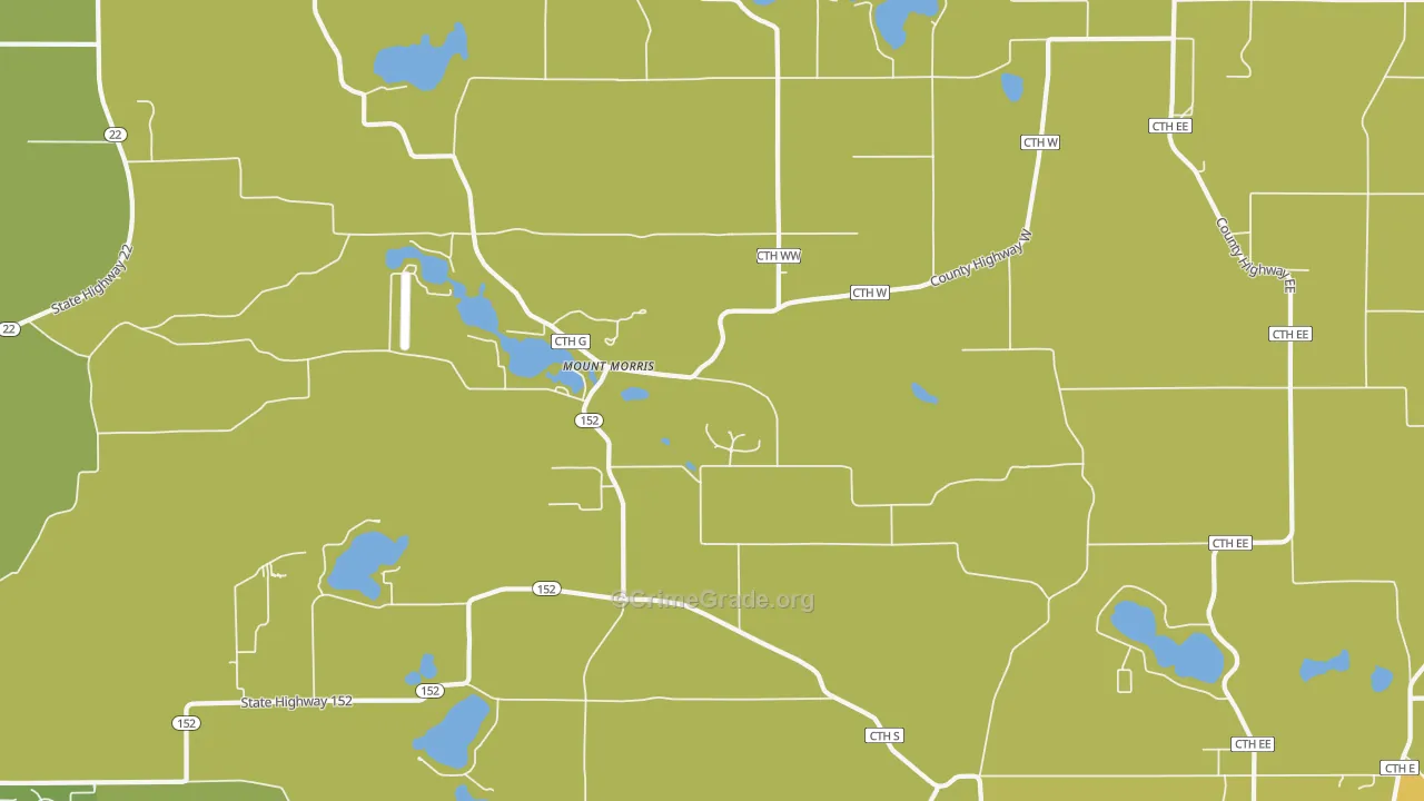 Mount Morris, WI Map of Murder Rates