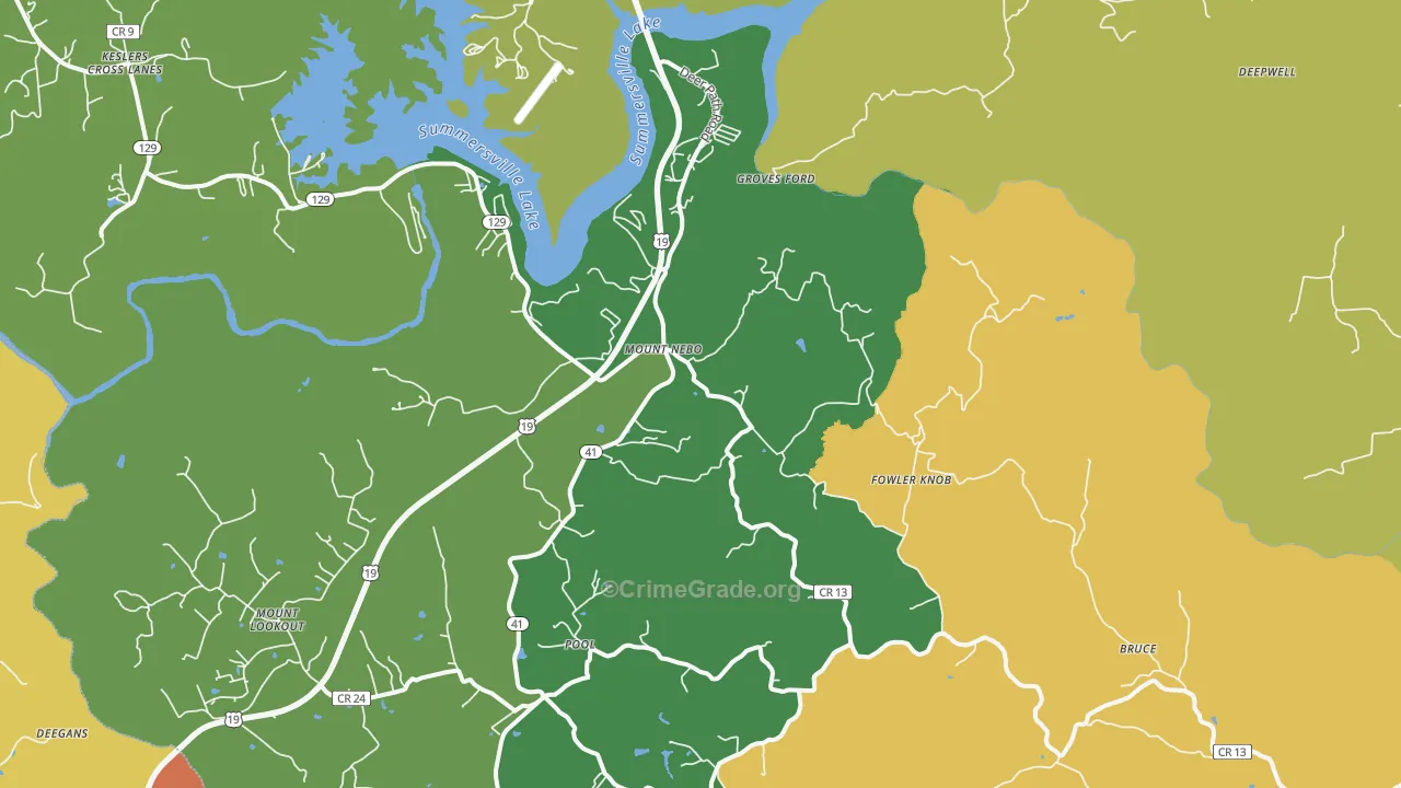 Mount Nebo, WV Map of Murder Rates