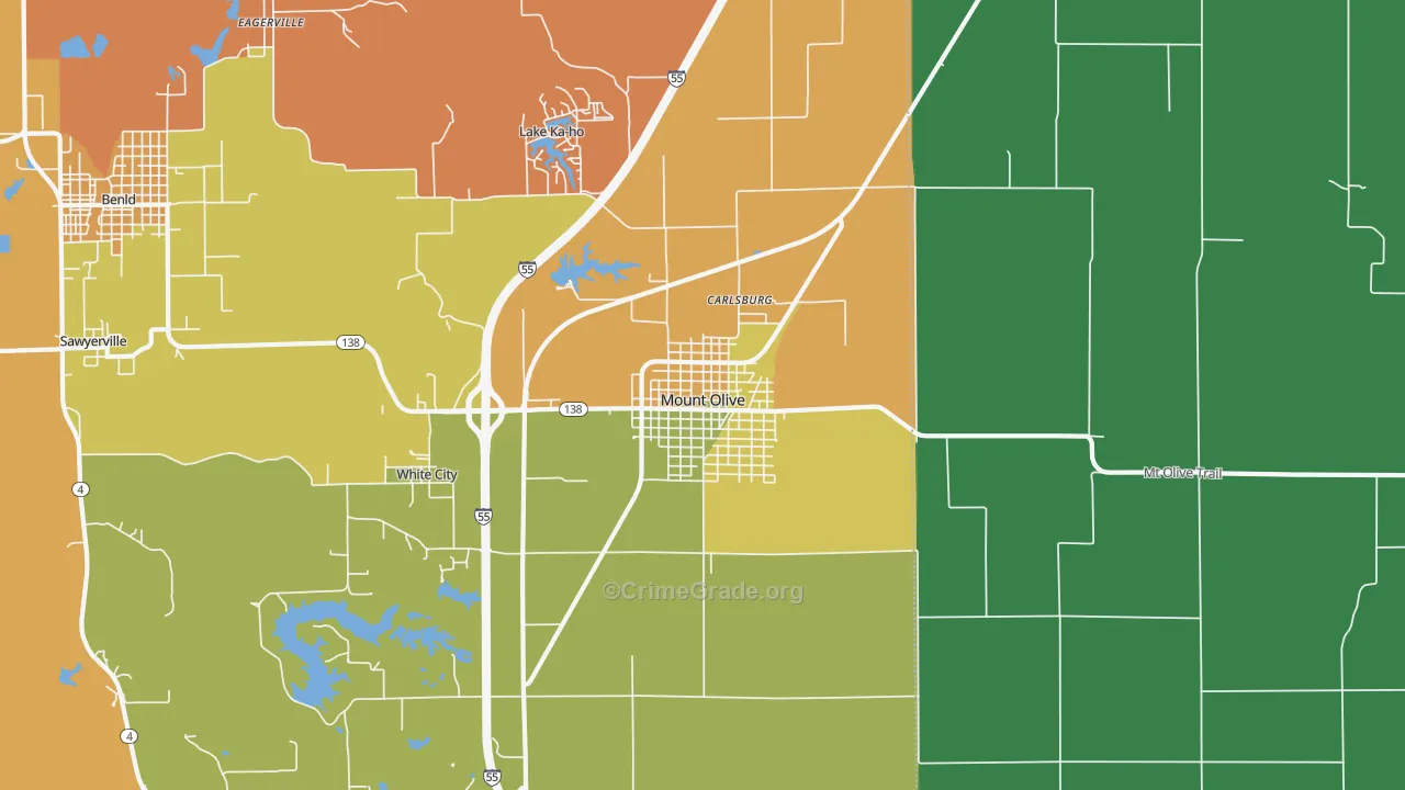 Mount Olive, IL Map of Murder Rates
