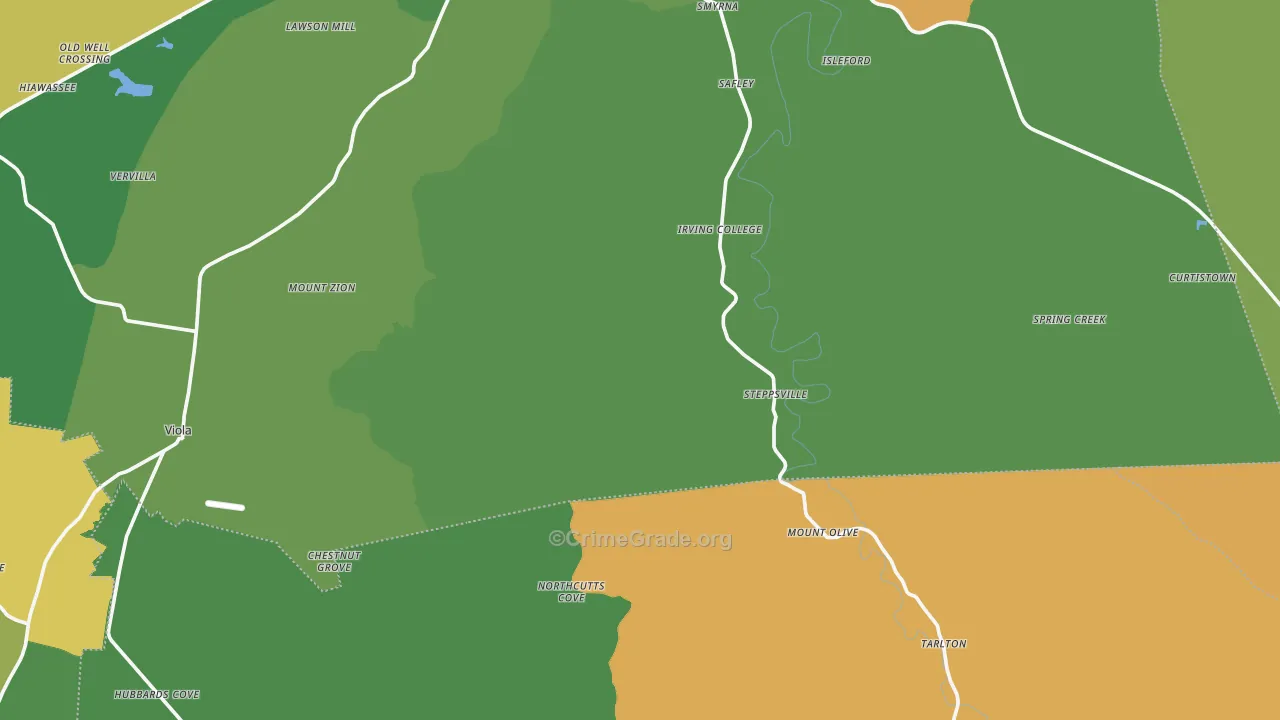 Mount Olive, TN Map of Murder Rates