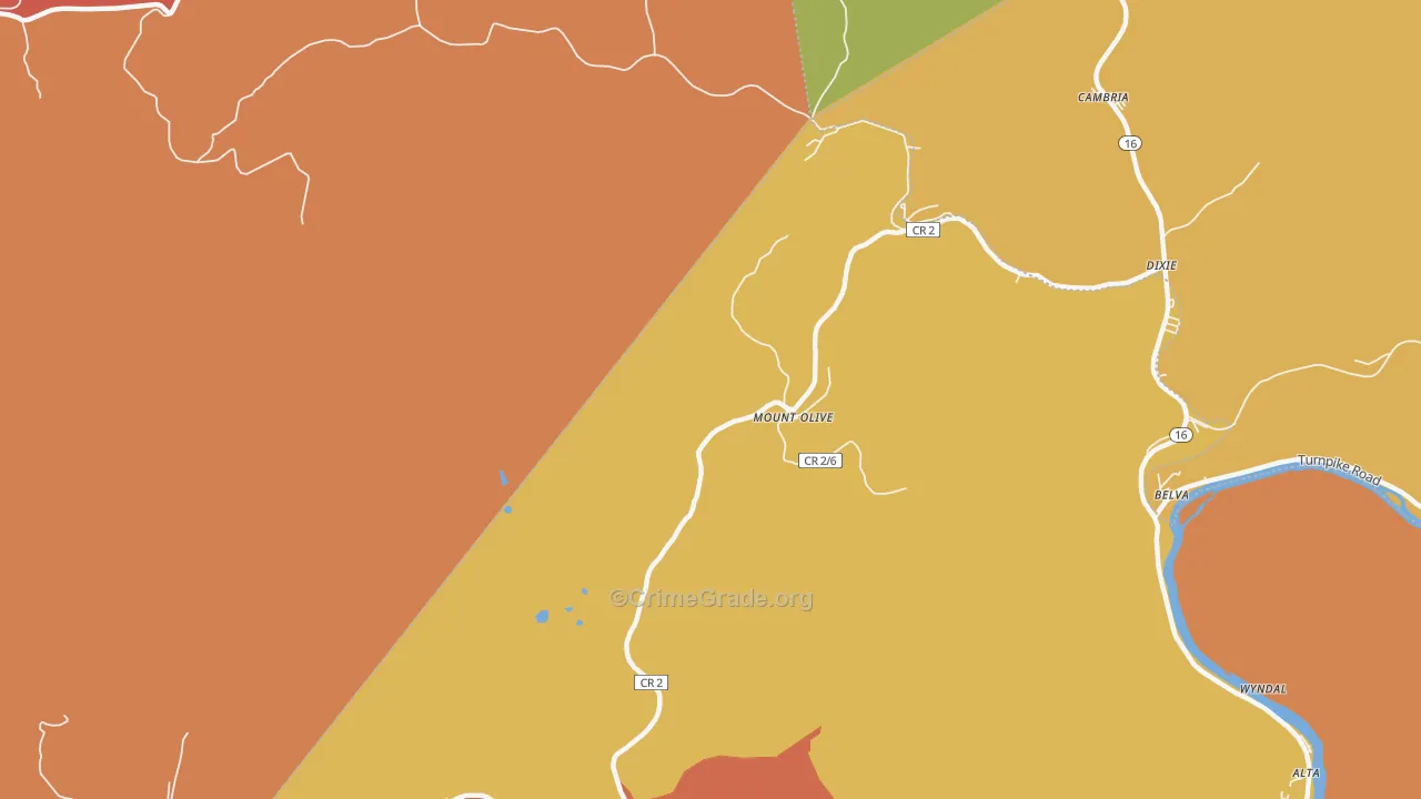 Mount Olive, WV Map of Murder Rates