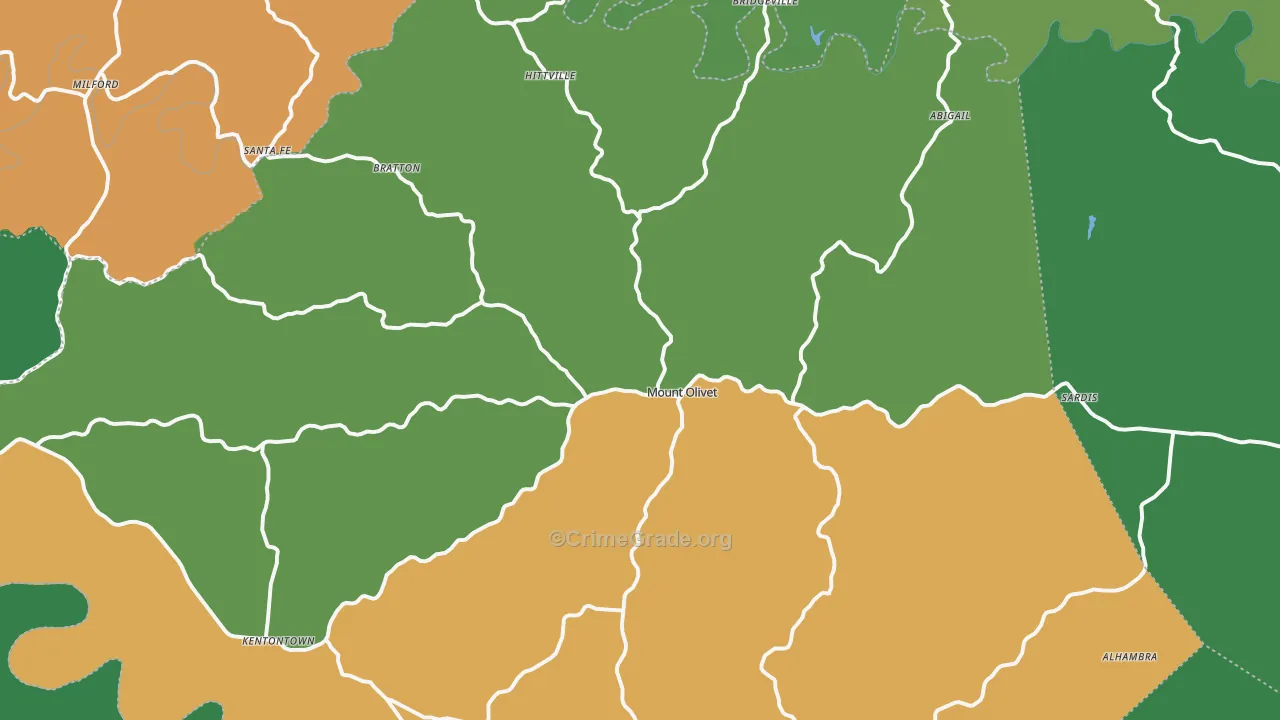 Mount Olivet, KY Map of Murder Rates