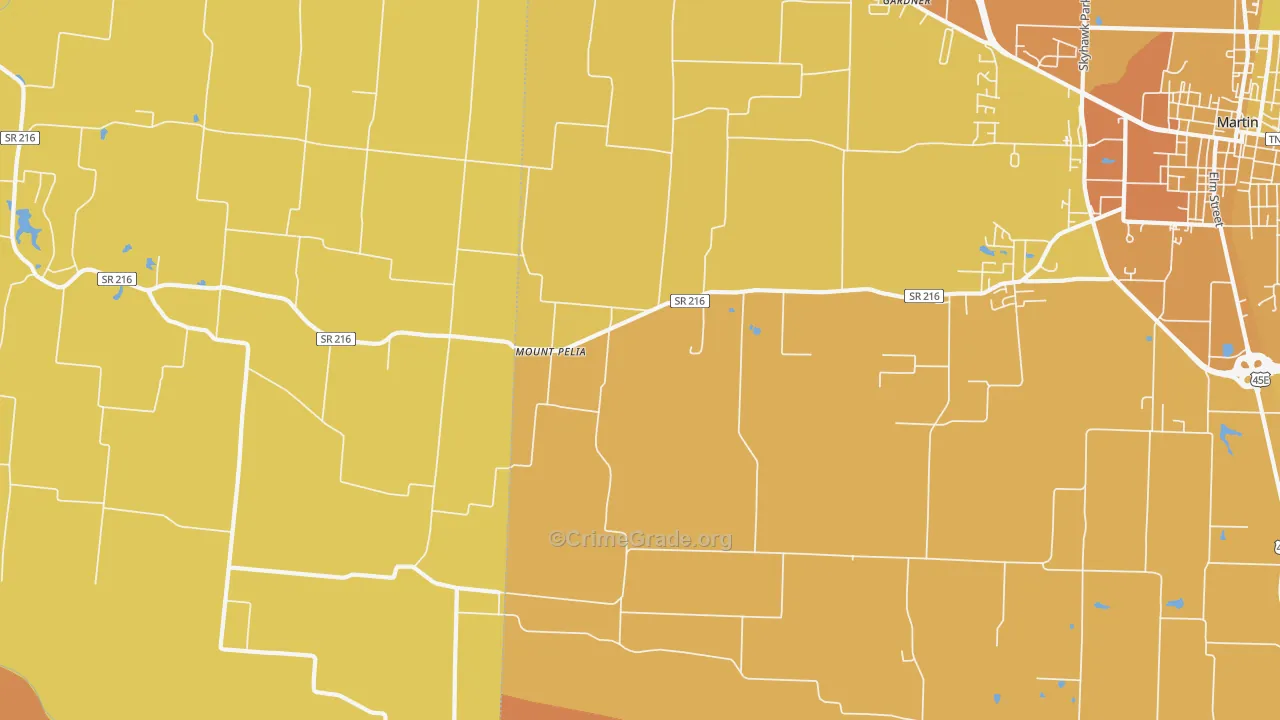 Mount Pelia, TN Map of Murder Rates