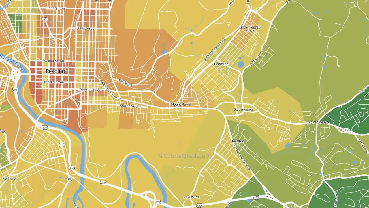 Mount Penn, PA Map of Murder Rates