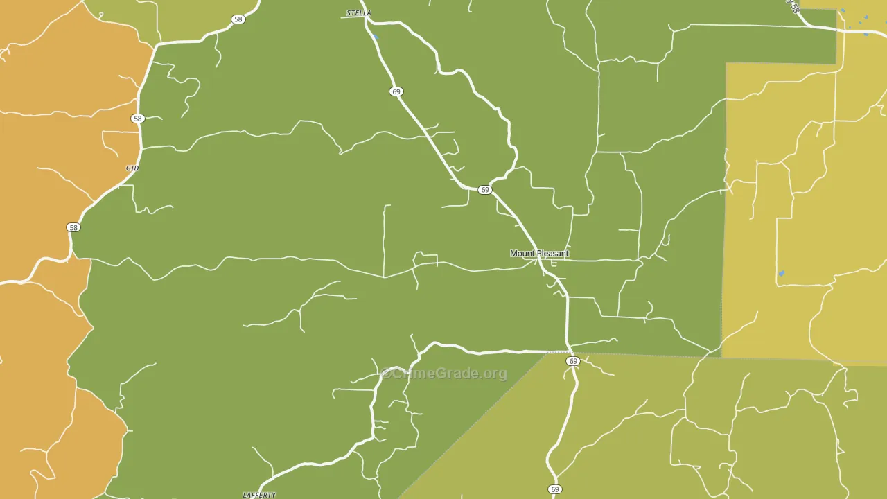 Mount Pleasant, AR Map of Murder Rates