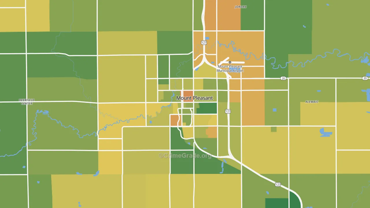 Mount Pleasant, MI Map of Murder Rates
