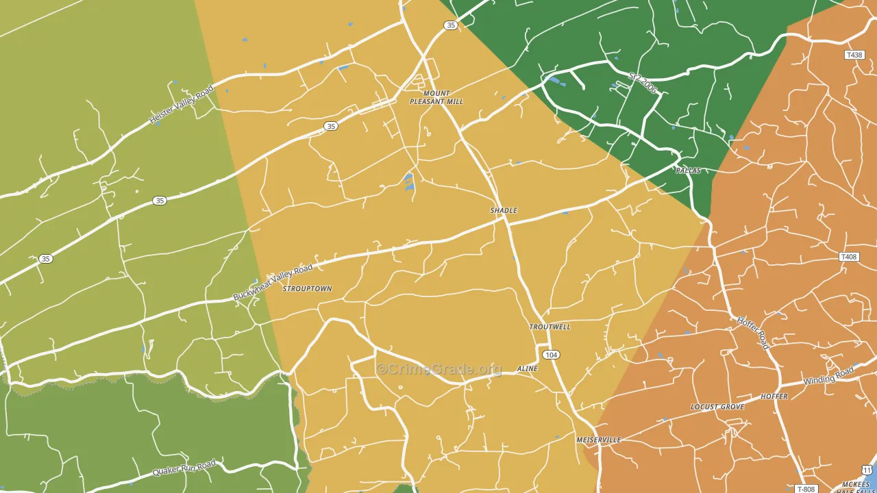 Mount Pleasant Mills, PA Map of Murder Rates