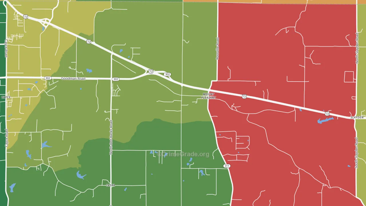 Mount Pleasant, MS Map of Murder Rates