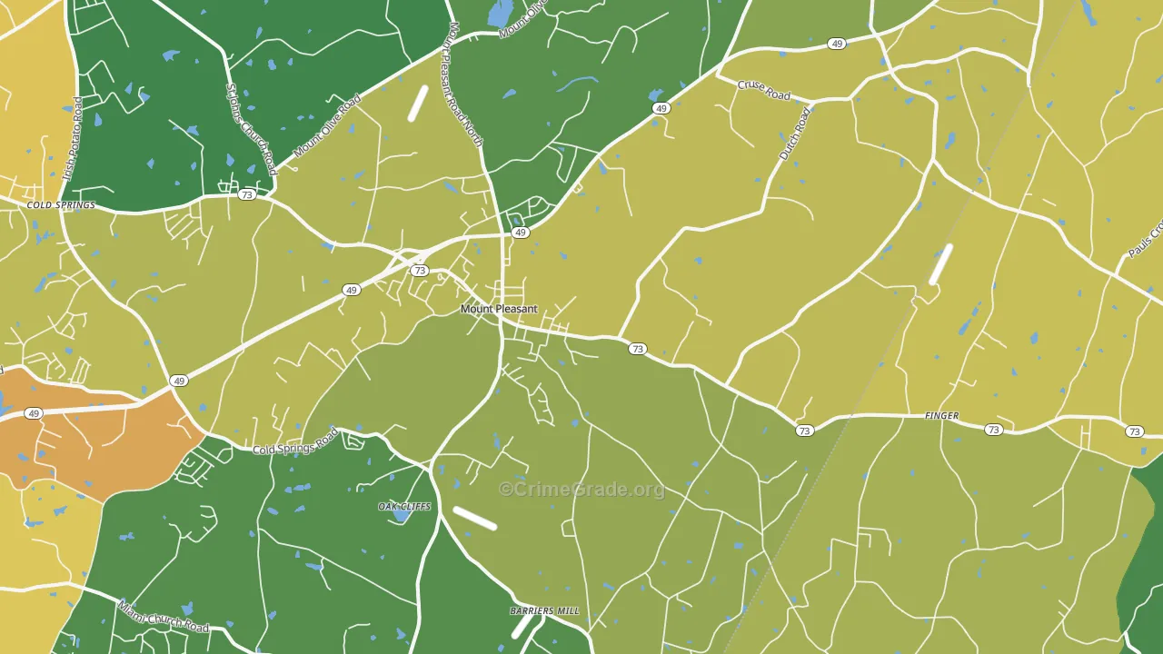Mount Pleasant, NC Map of Murder Rates