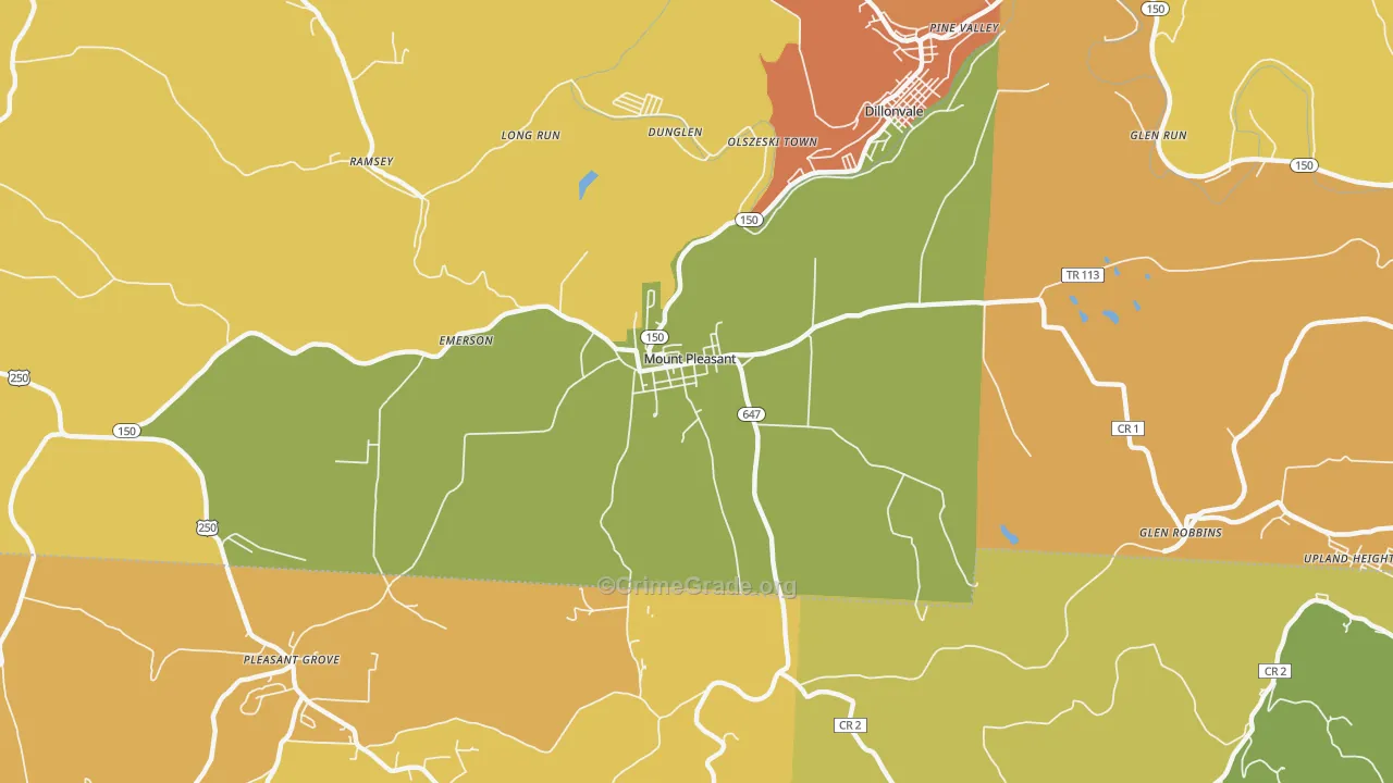 Mount Pleasant, OH Map of Murder Rates