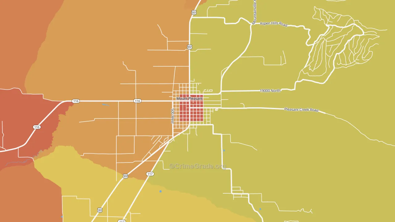 Mount Pleasant, UT Map of Murder Rates