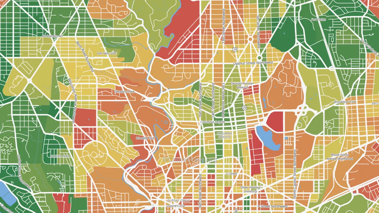 Mount Pleasant, Washington, DC Map of Murder Rates
