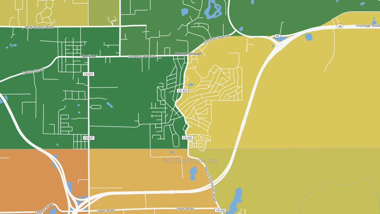 Mount Plymouth, FL Map of Murder Rates