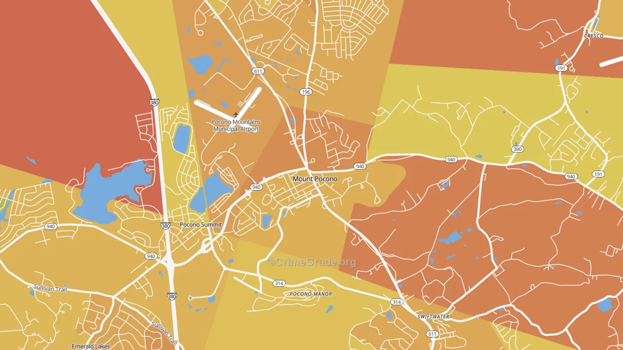 Mount Pocono, PA Map of Murder Rates