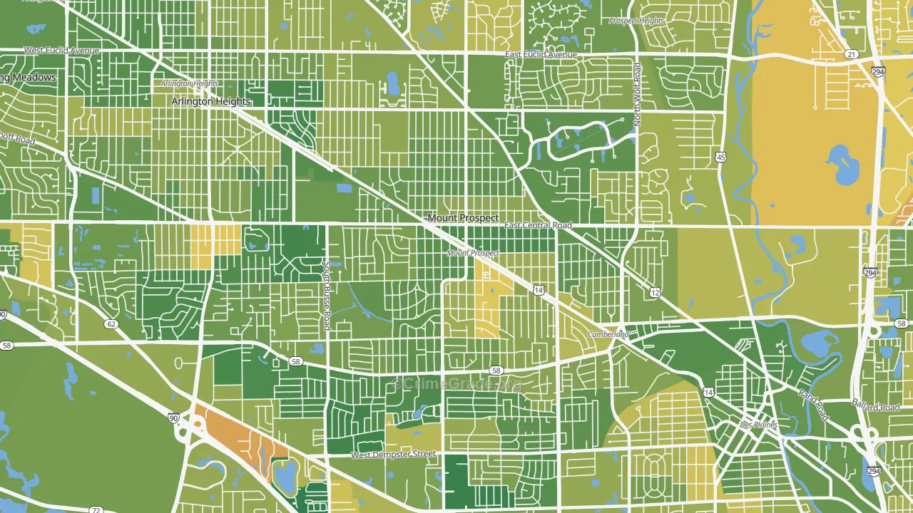 Mount Prospect, IL Map of Murder Rates