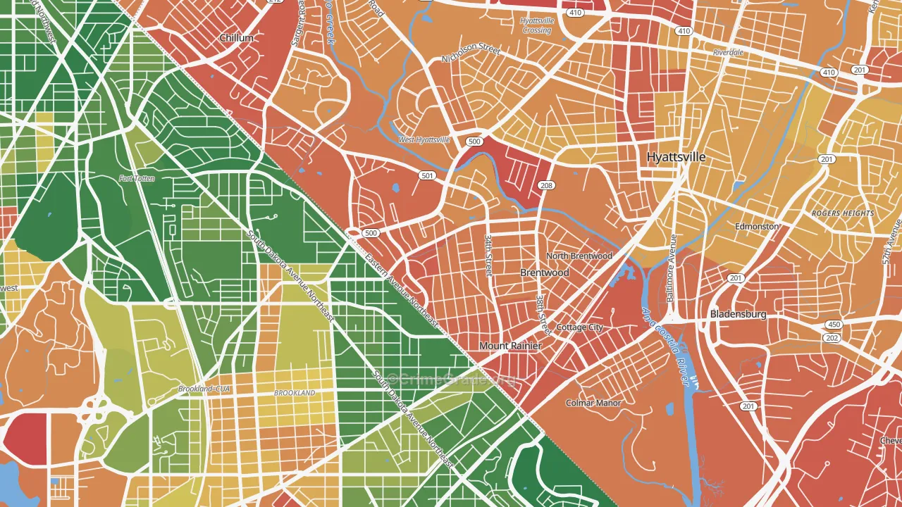 Mount Rainier, MD Map of Murder Rates