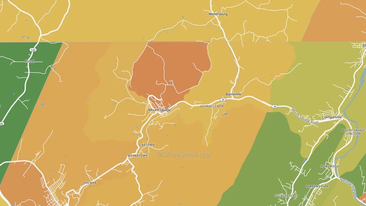 Mount Savage, MD Map of Murder Rates