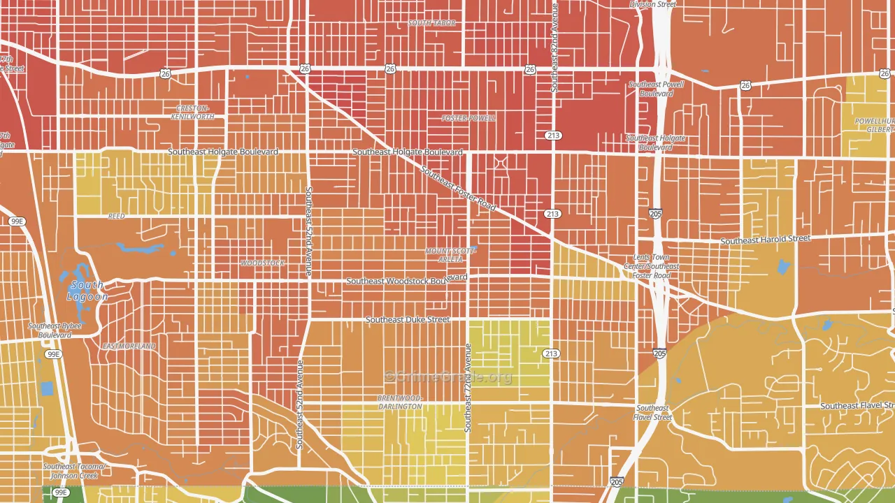 Mount Scott, Portland, OR Map of Murder Rates
