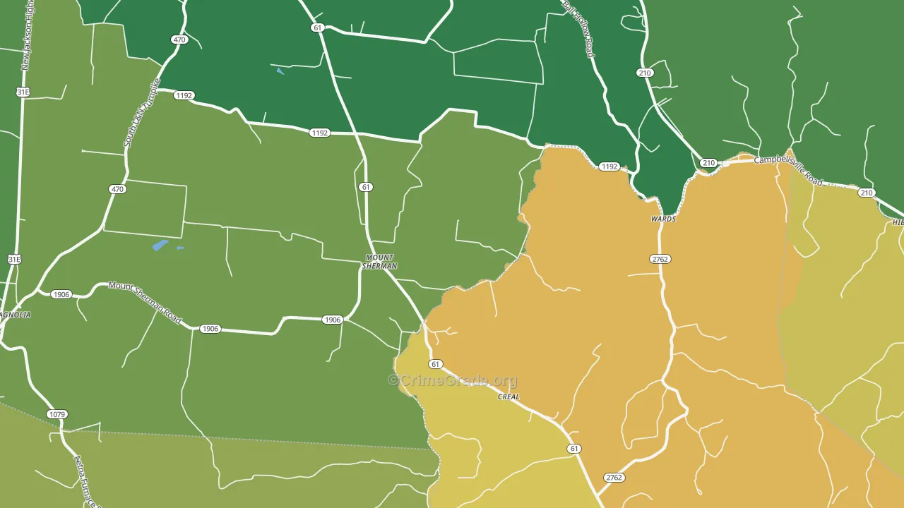 Mount Sherman, KY Map of Murder Rates