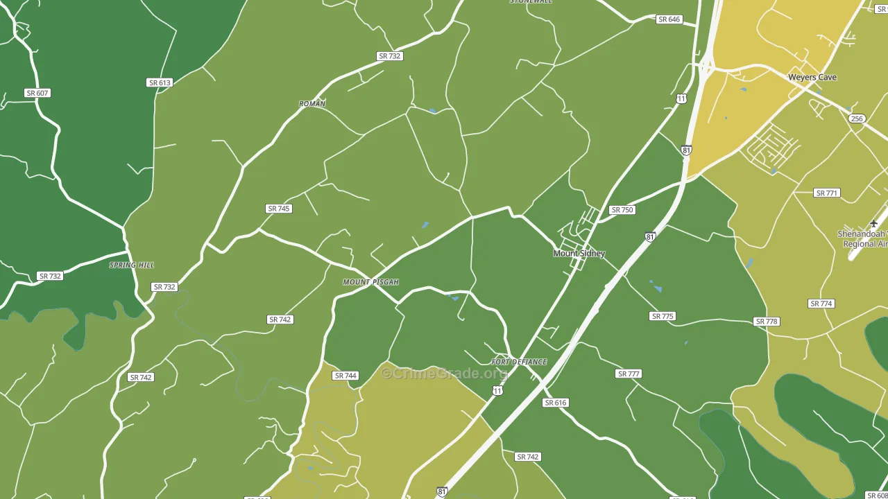 Mount Sidney, VA Map of Murder Rates