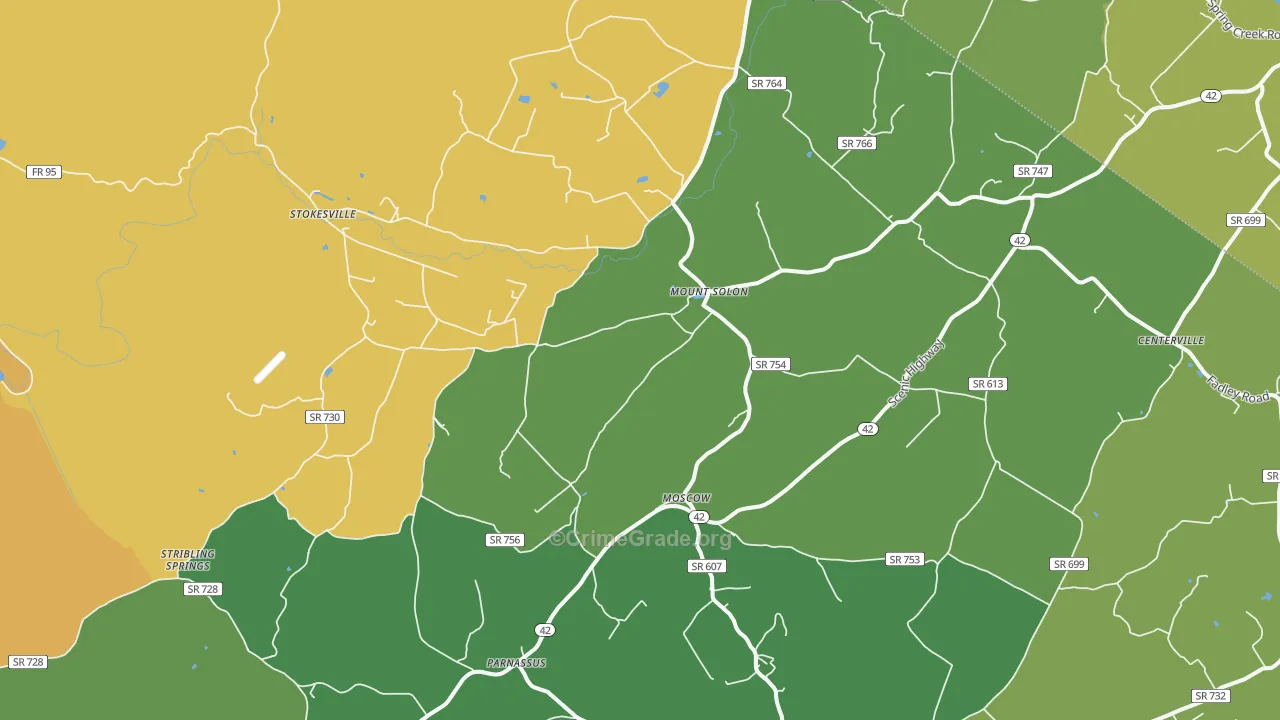 Mount Solon, VA Map of Murder Rates