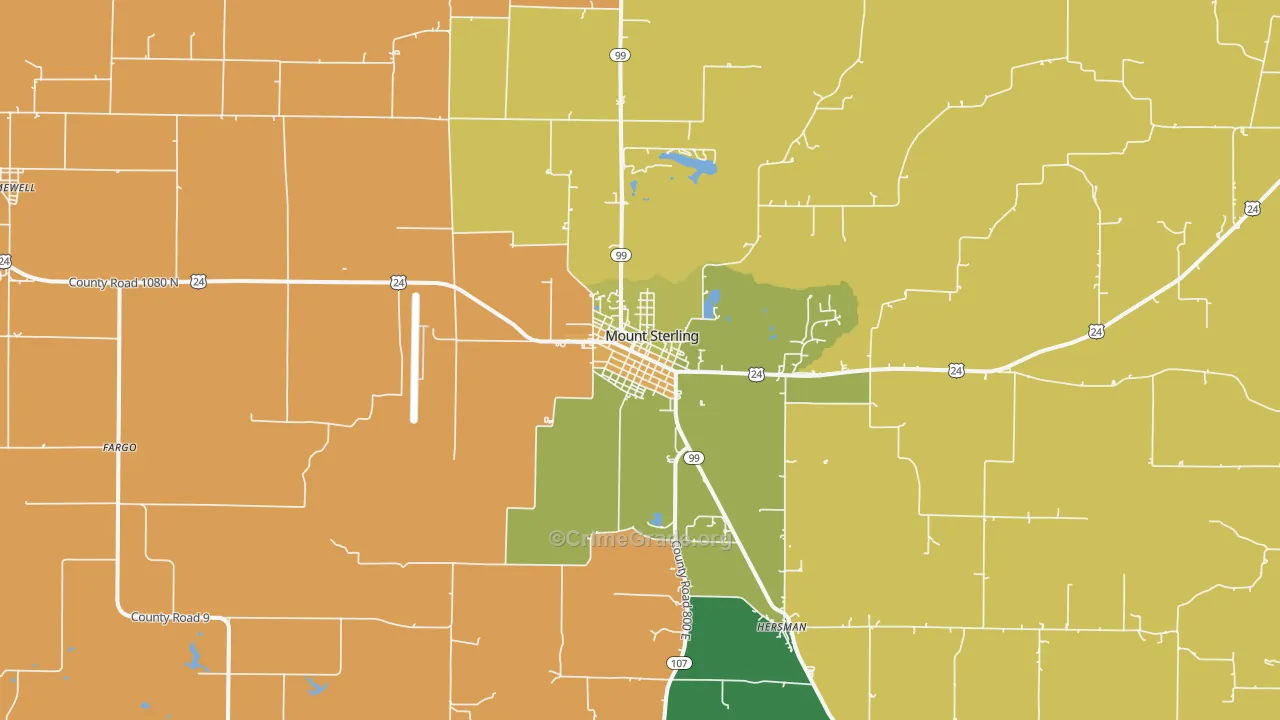 Mount Sterling, IL Map of Murder Rates
