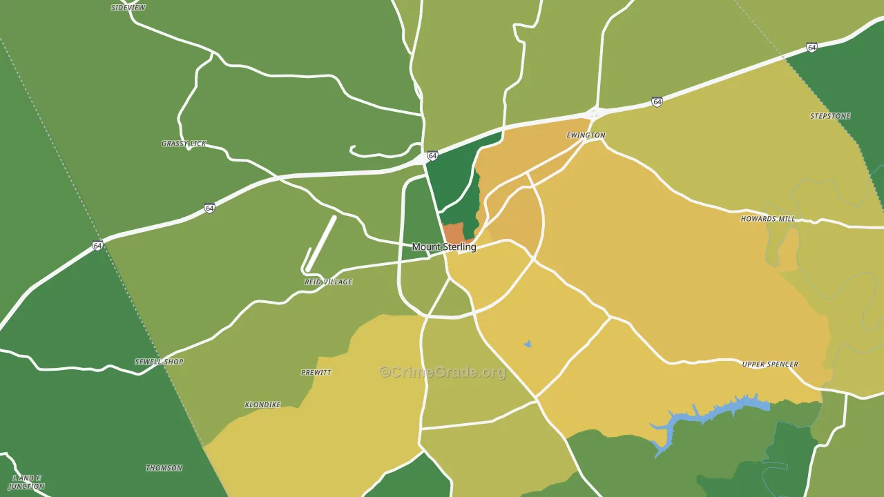 Mount Sterling, KY Map of Murder Rates