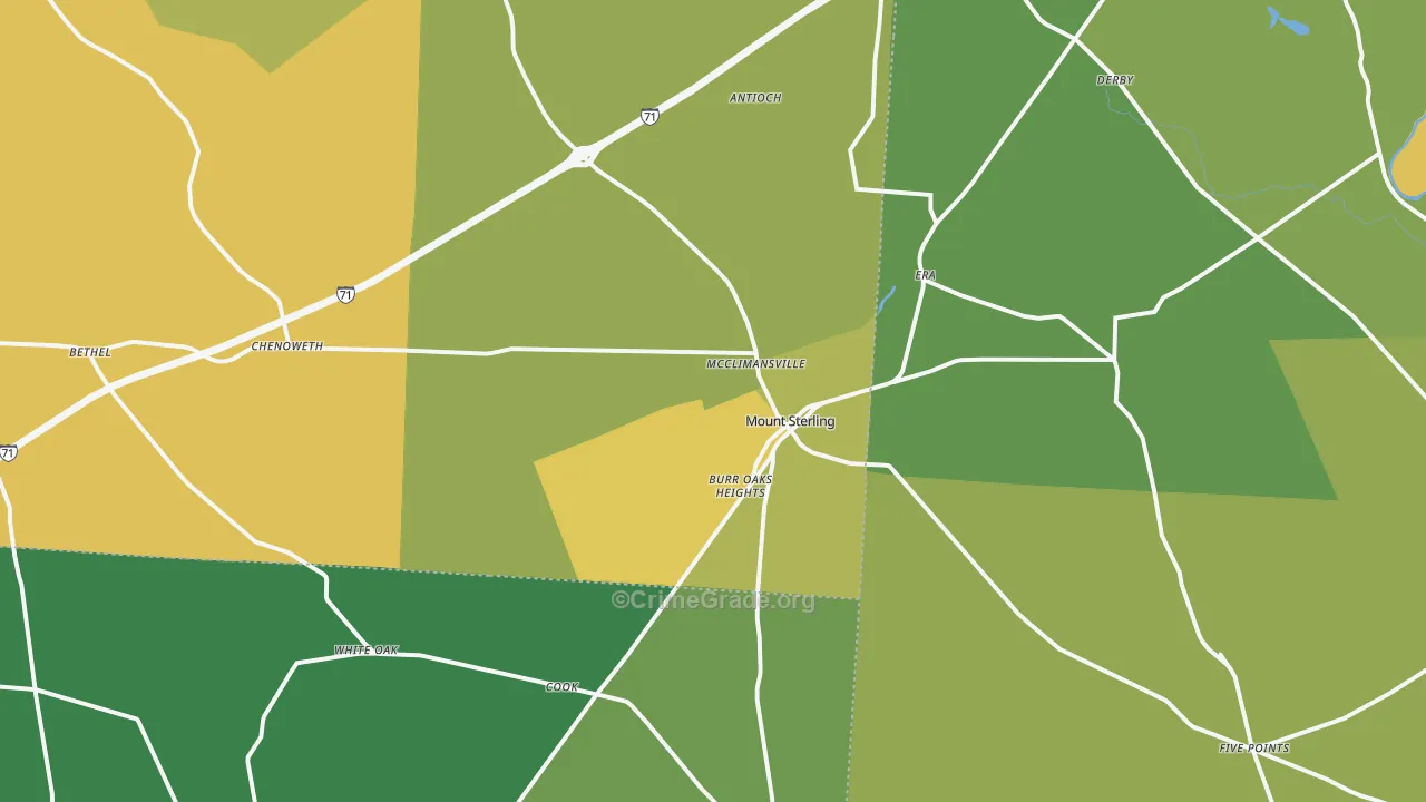 Mount Sterling, OH Map of Murder Rates