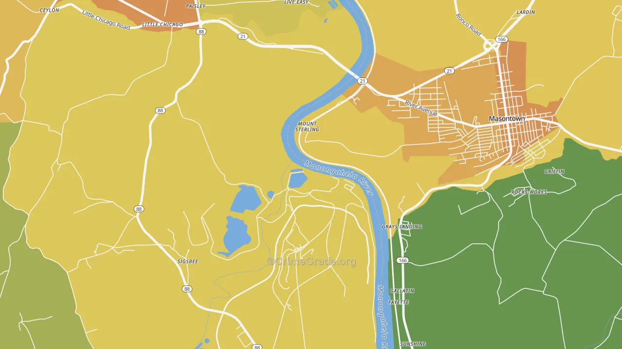 Mount Sterling, PA Map of Murder Rates