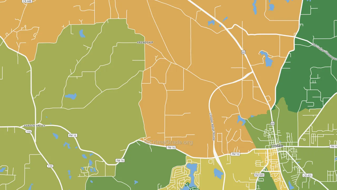 Mount Sylvan, TX Map of Murder Rates