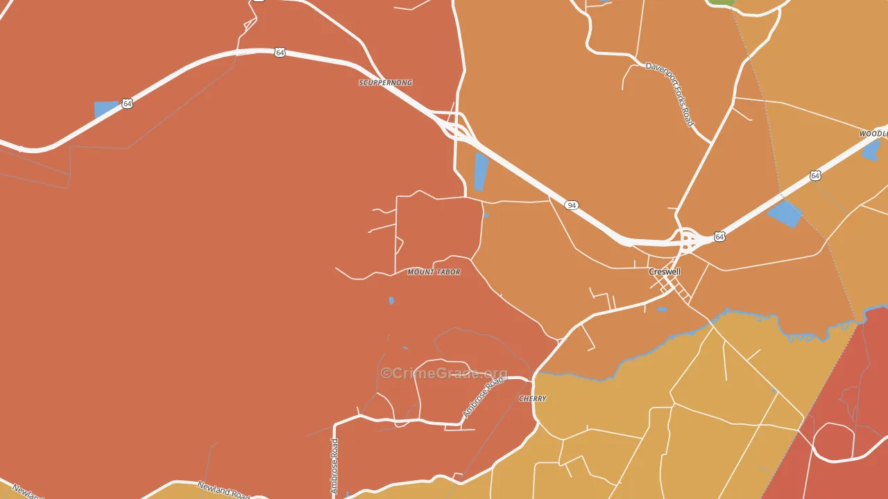 Mount Tabor, NC Map of Murder Rates