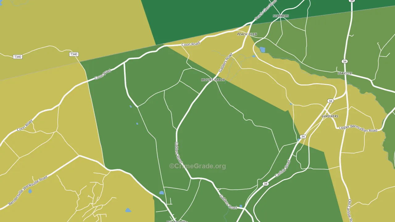 Mount Tabor, PA Map of Murder Rates