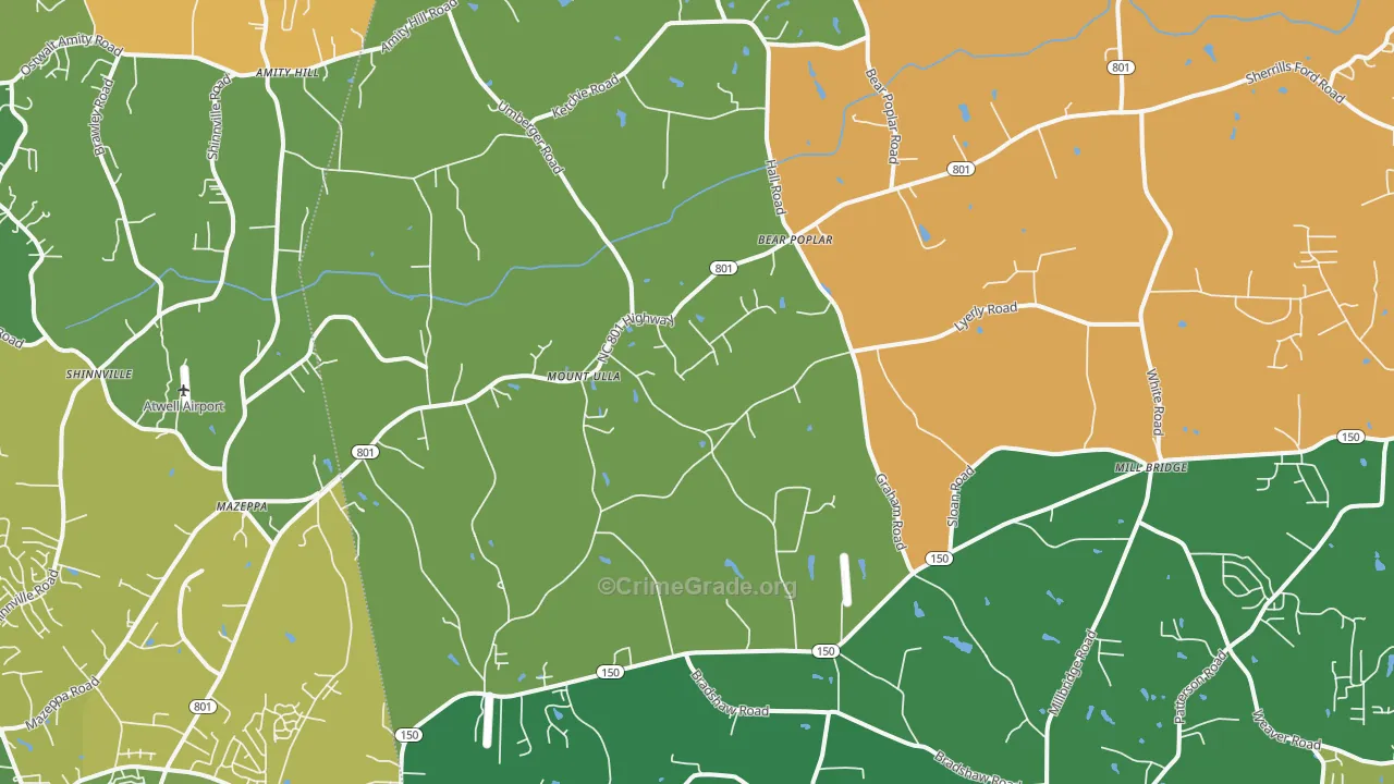 Mount Ulla, NC Map of Murder Rates