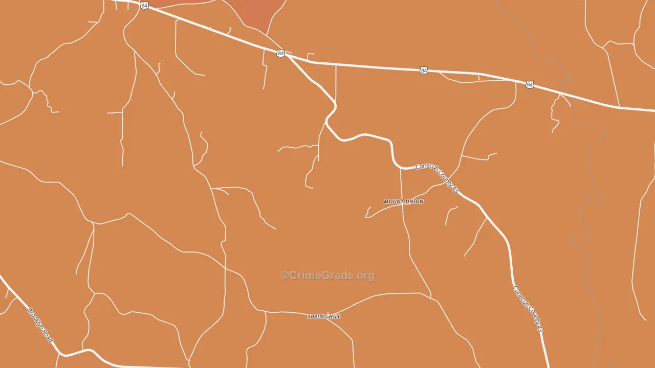 Mount Union, AL Map of Murder Rates