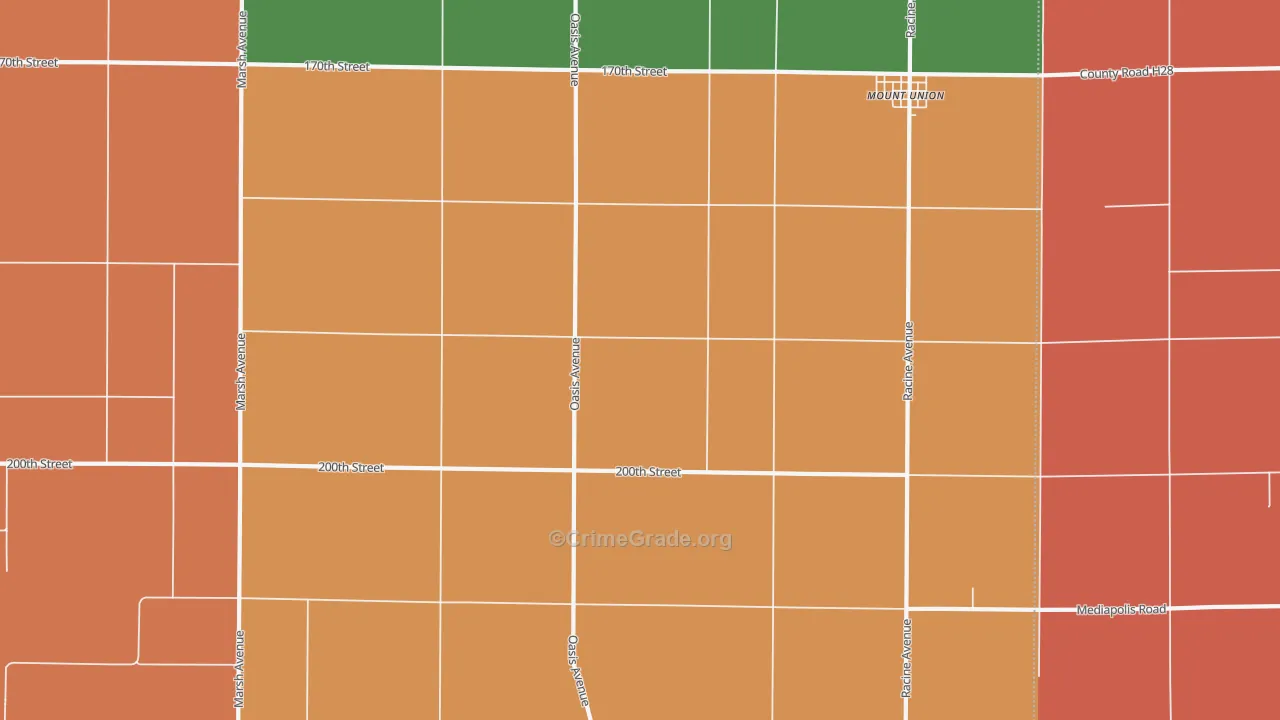 Mount Union, IA Map of Murder Rates