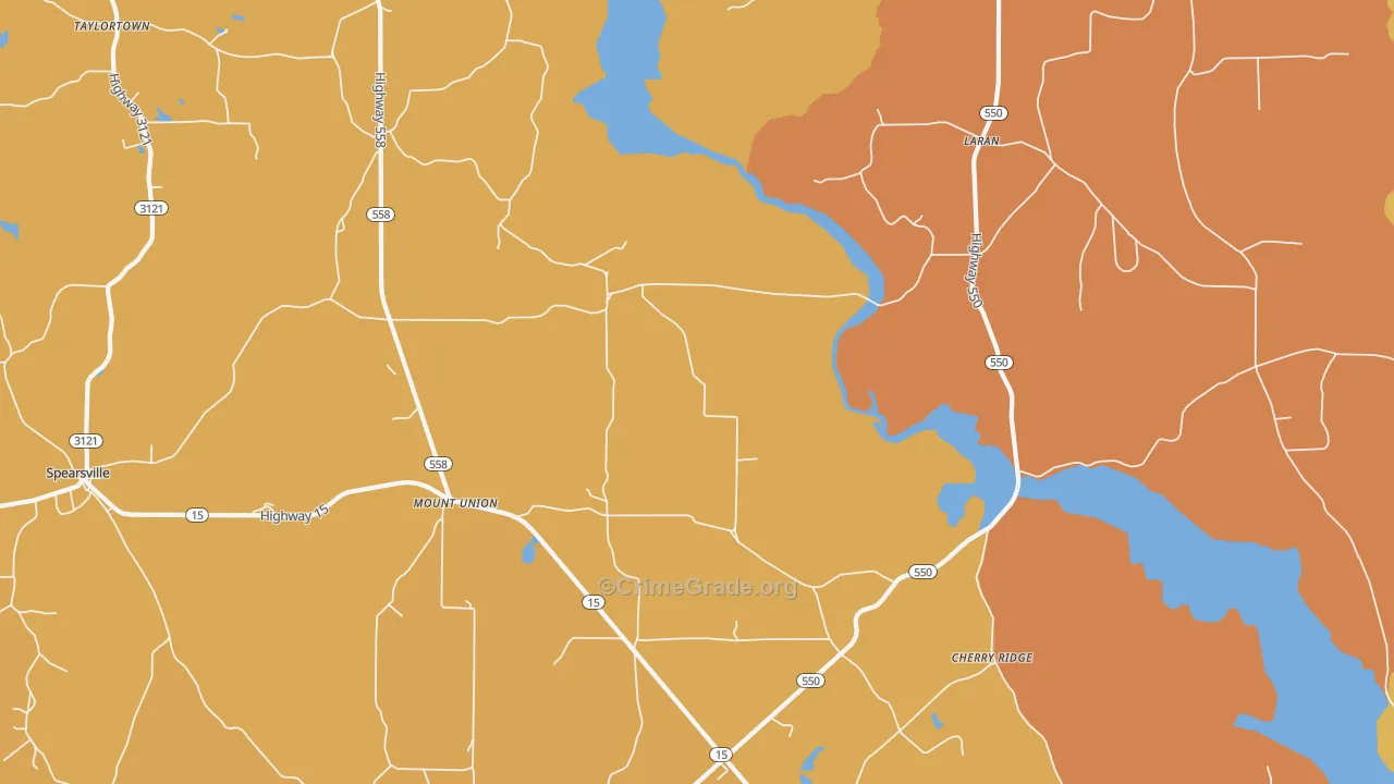 Mount Union, LA Map of Murder Rates