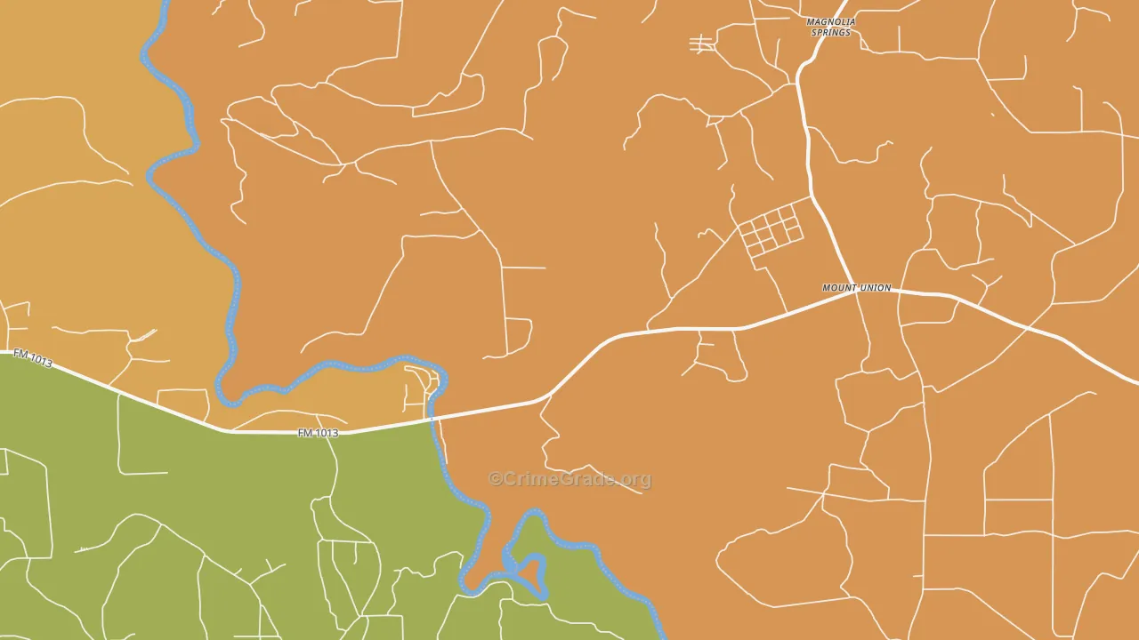 Mount Union, TX Map of Murder Rates