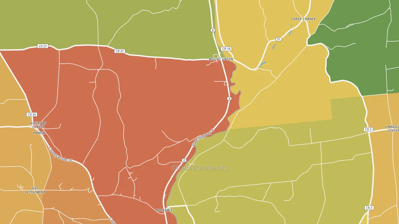 Mount Upton, NY Map of Murder Rates