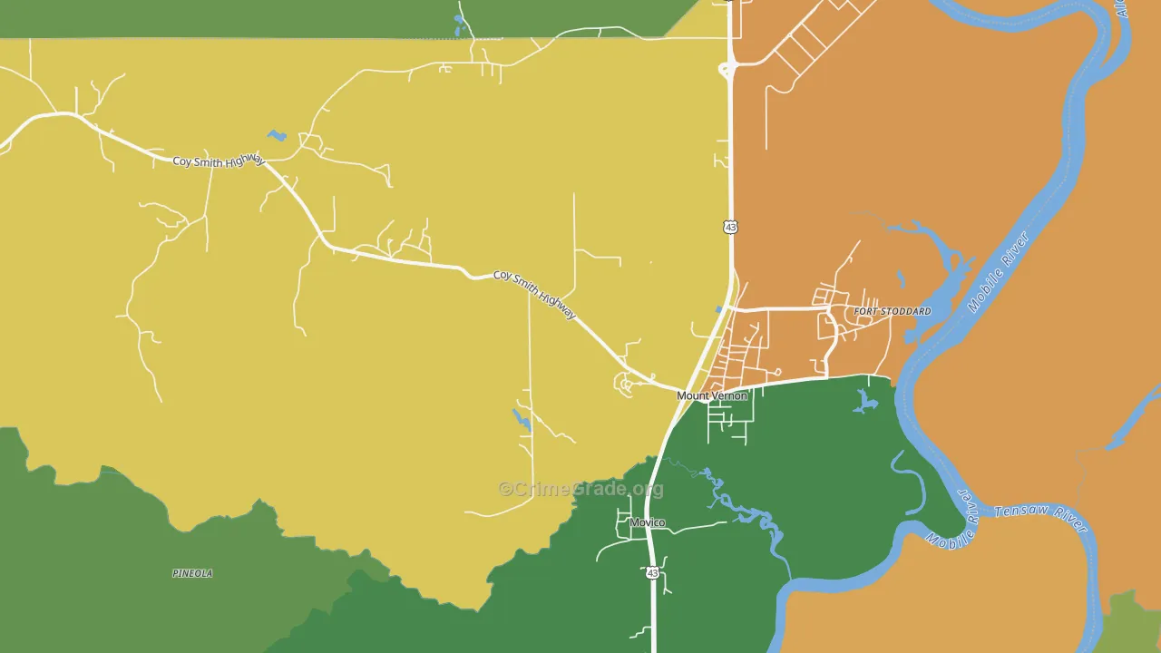 Mount Vernon, AL Map of Murder Rates