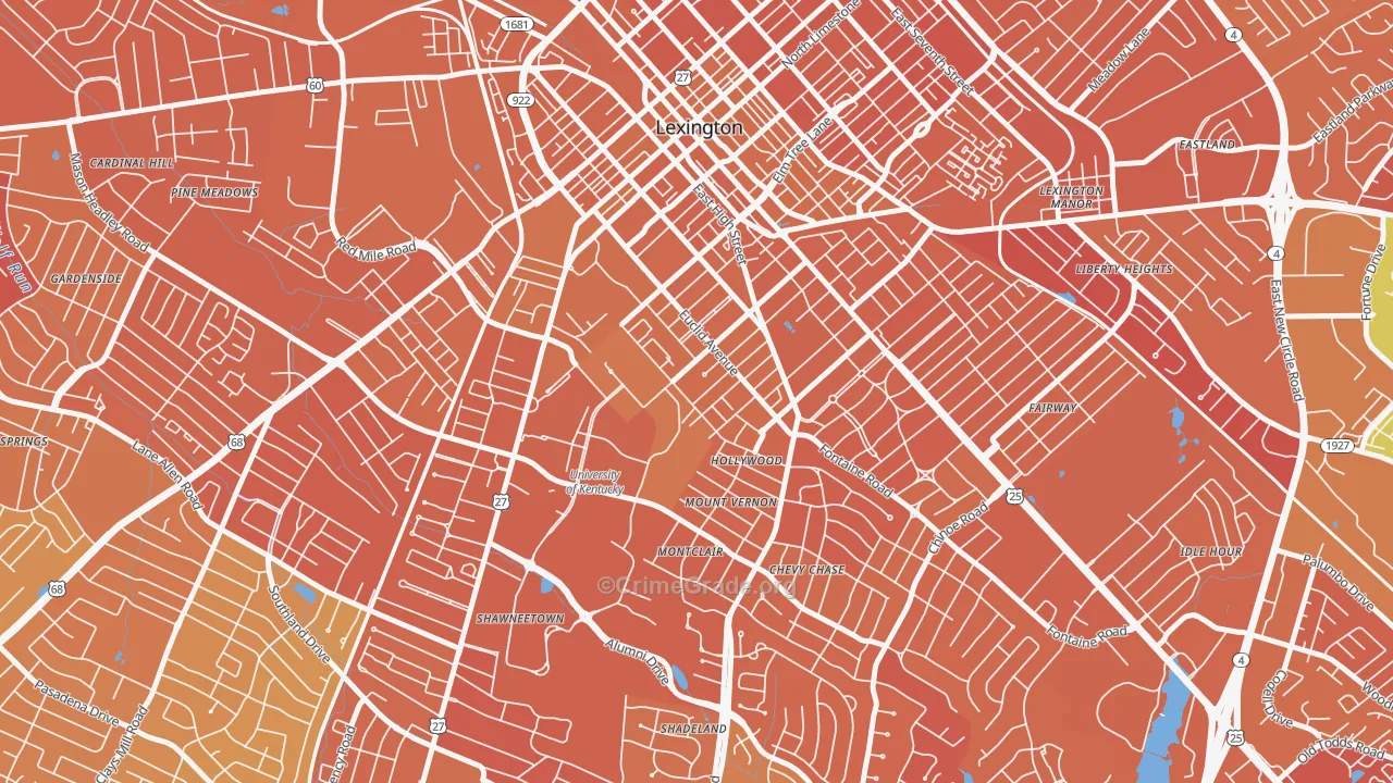 Mount Vernon-Hollywood-Montclair, Lexington, KY Map of Murder Rates