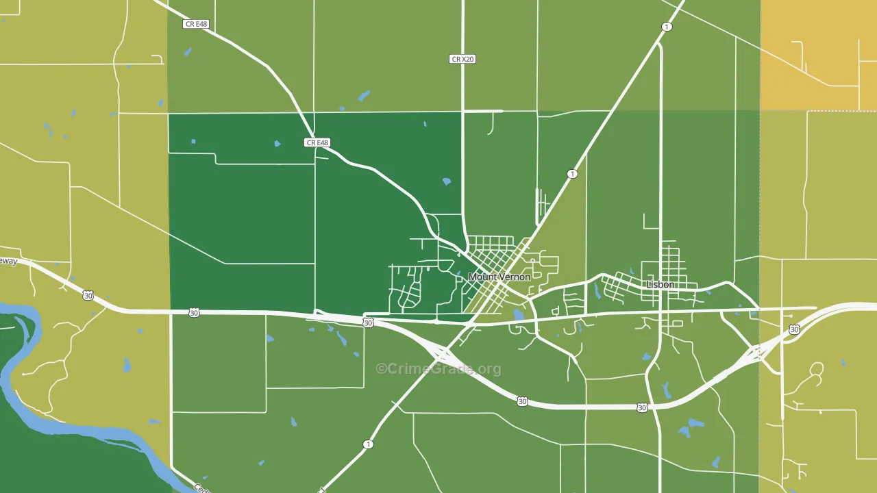 Mount Vernon, IA Map of Murder Rates