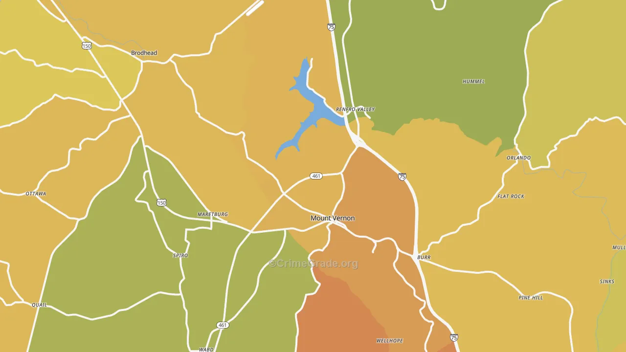 Mount Vernon, KY Map of Murder Rates