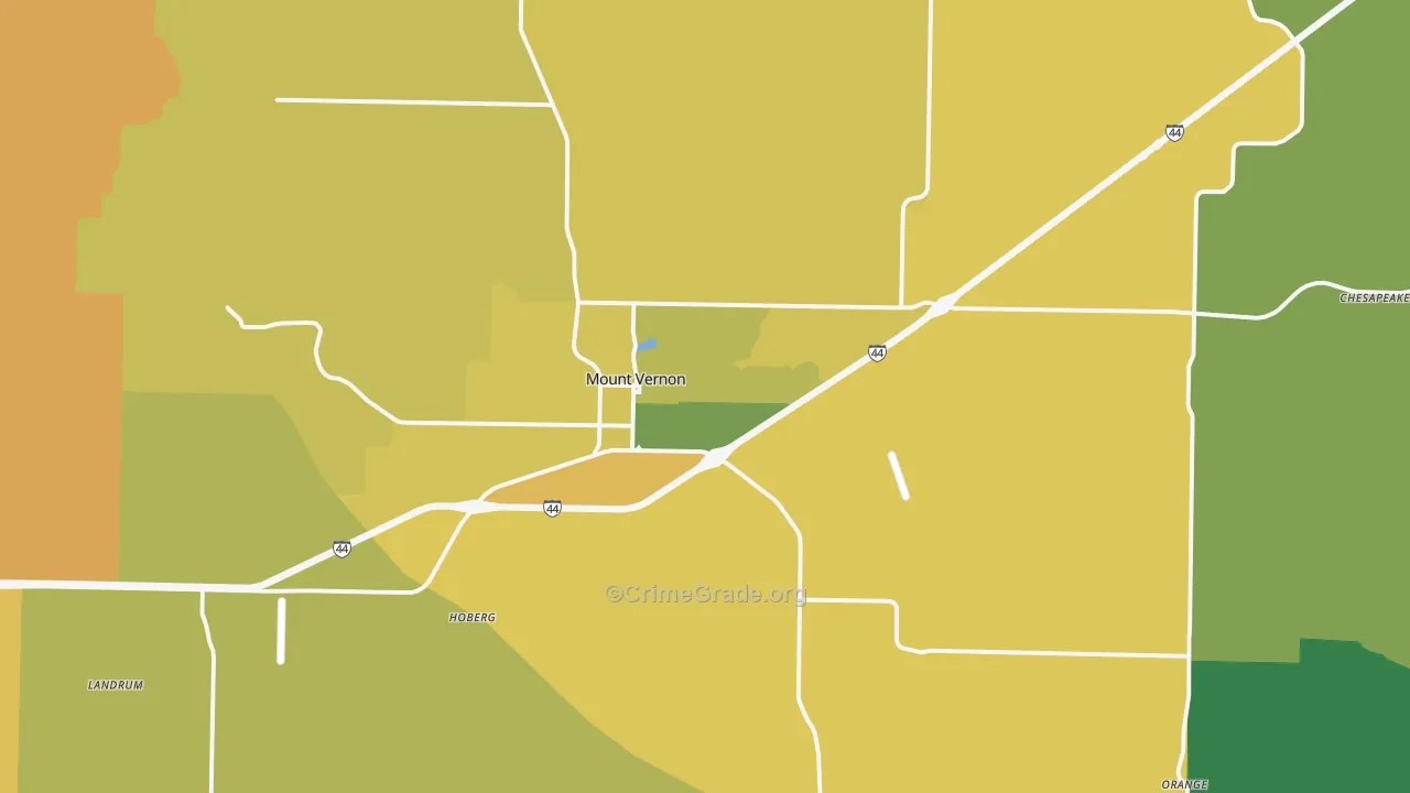 Mount Vernon, MO Map of Murder Rates