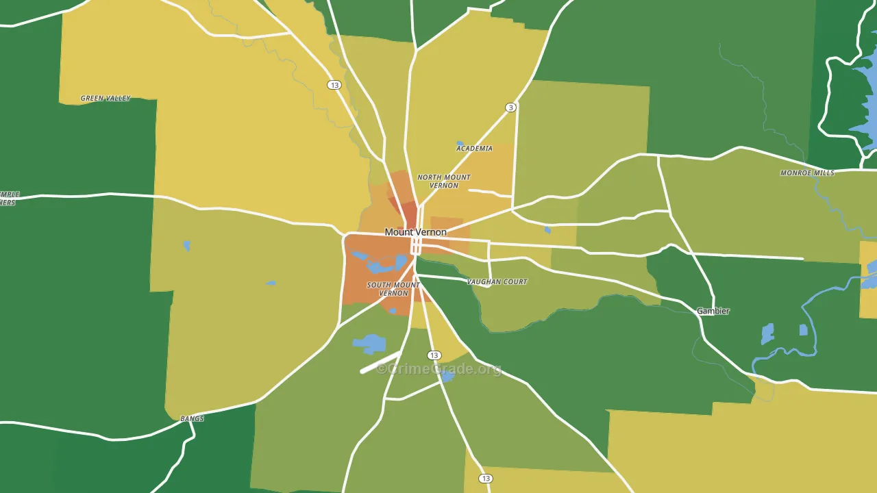 Mount Vernon, OH Map of Murder Rates
