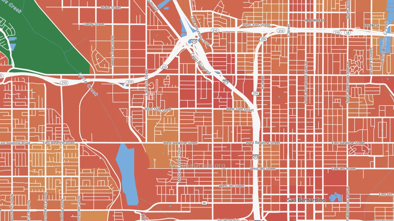 Mount Vernon, San Bernardino, CA Map of Murder Rates
