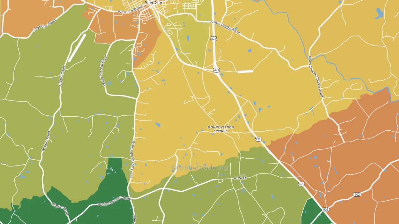 Mount Vernon Springs, NC Map of Murder Rates