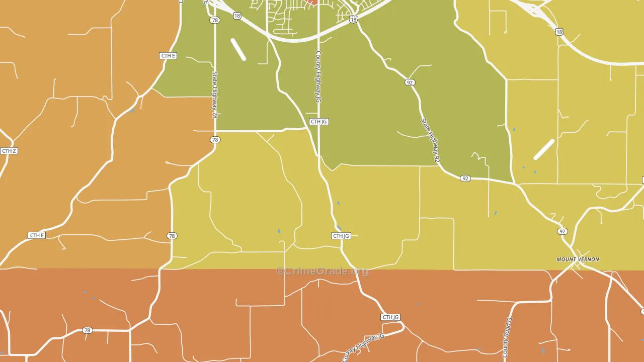 Mount Vernon, WI Map of Murder Rates