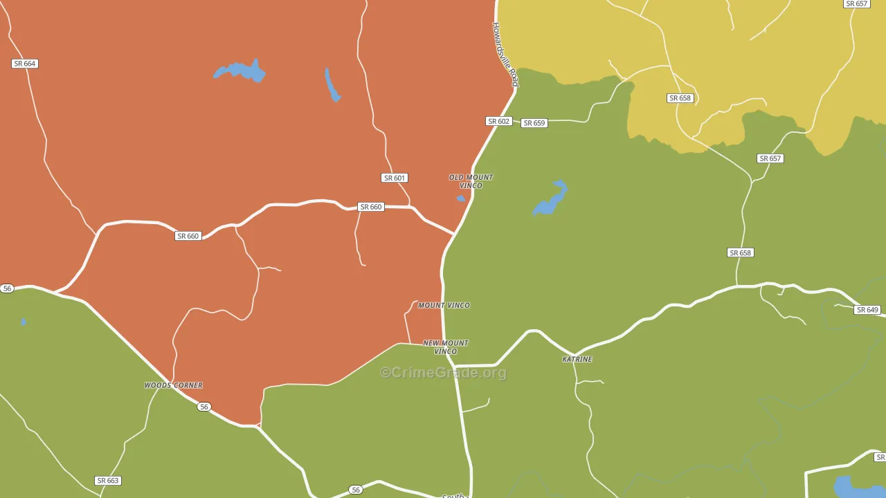 Mount Vinco, VA Map of Murder Rates