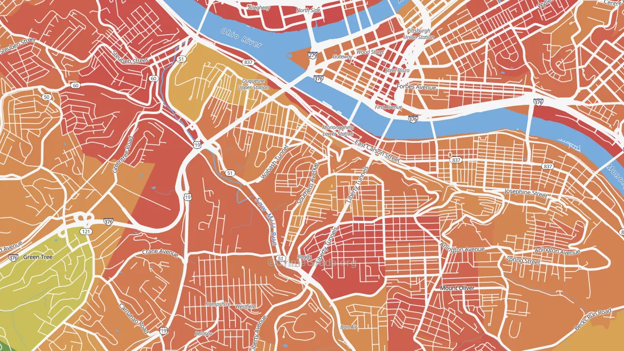Mount Washington, Pittsburgh, PA Map of Murder Rates
