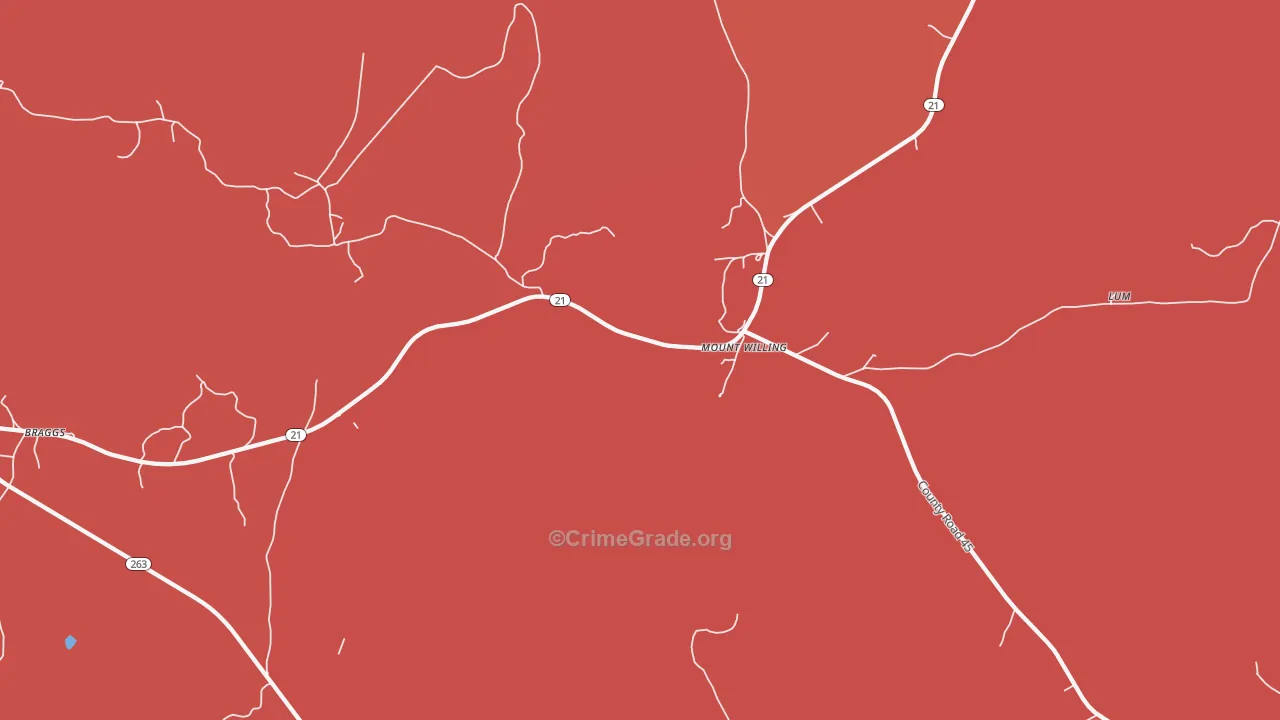 Mount Willing, AL Map of Murder Rates